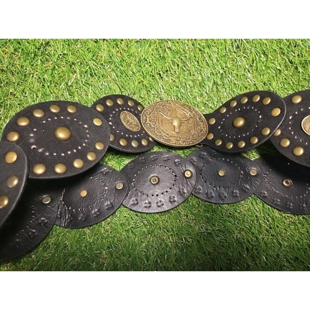 Vintage Y2K Boho Concho Buckle Belt Western Boho Bohemian Cowgirls Coachella